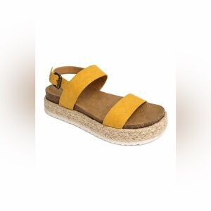 Big Buddha Jute Platform Sandals Mustard Yellow Size 8 Summer